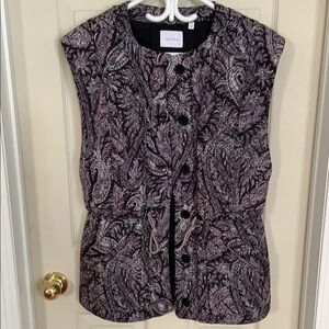 Little Moon Women's Black and Purple Paisley Top